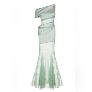 Rasario floral lace detail one-shoulder dress